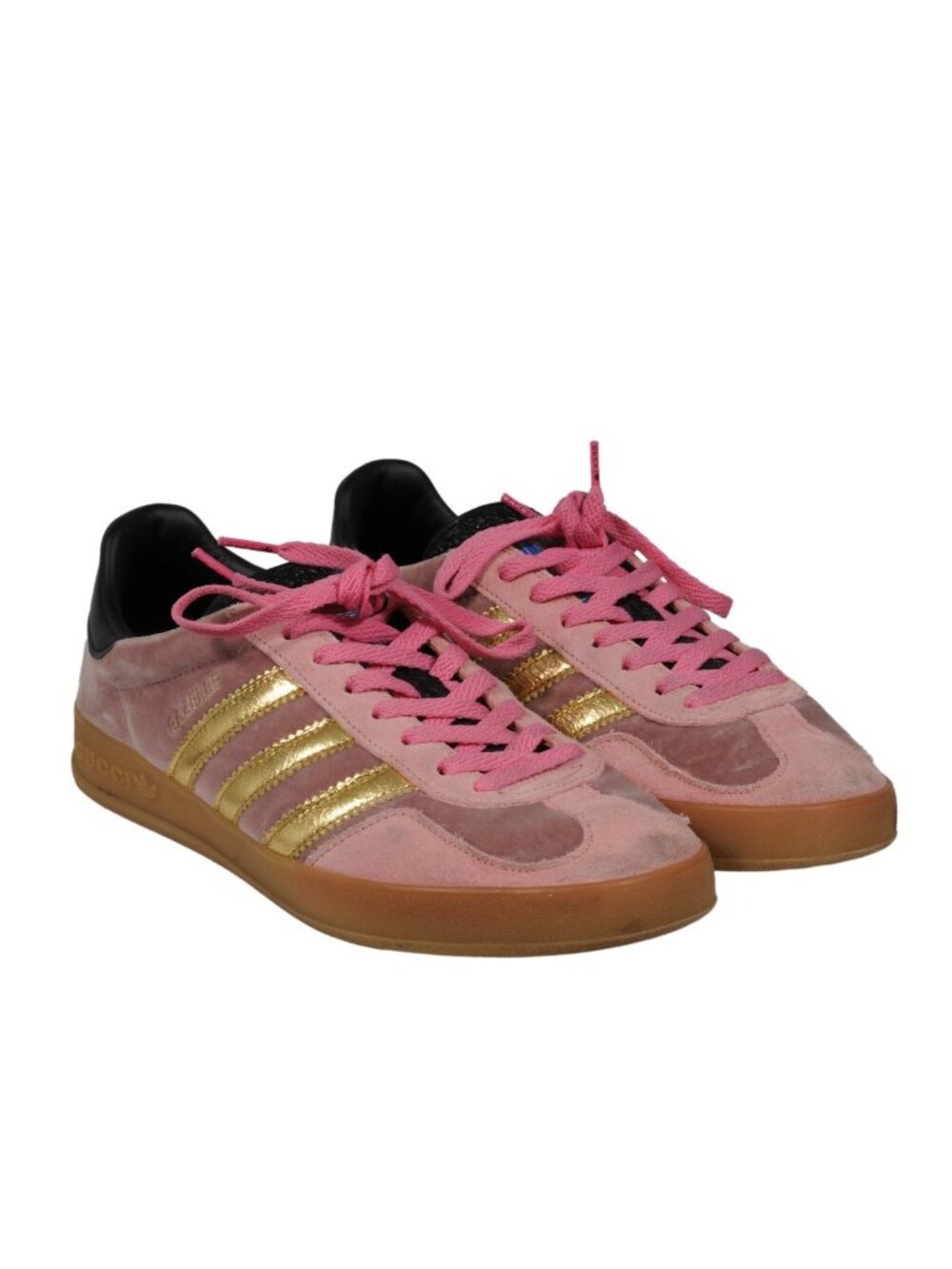 Gucci Adidas Womens Gazelle US 9.5 Madeira Demetra Pink Velvet Suede Sneakers